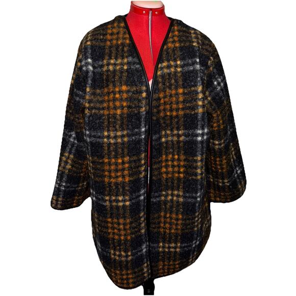 Ava & Viv Women’s Sz 2X Rust Plaid Stadium Length Shacket Coatigan NWT - Picture 1 of 8